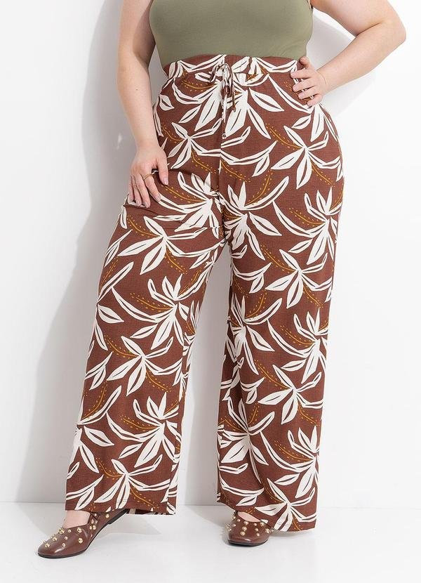 Imagem principal Calça Folhagem Marrom em Malha de Viscose Marguerite Marguerite