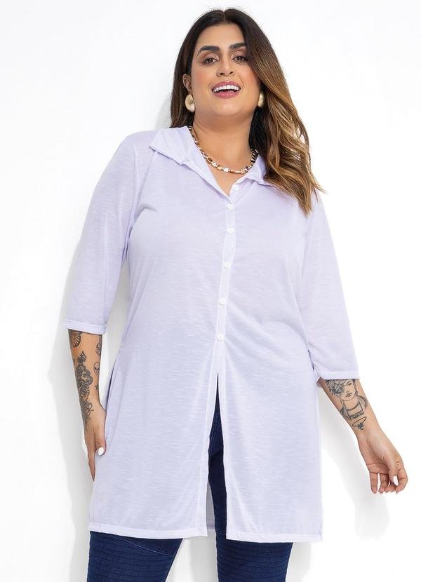 Imagem principal Camisa Alongada com Fendas Branca Plus Size Marguerite Marguerite