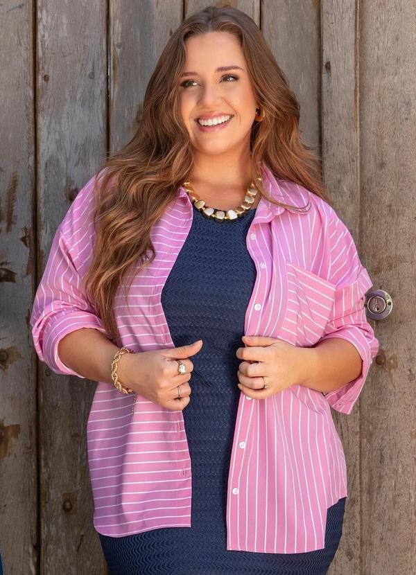 Imagem principal Camisa Listrado Rosa em Tricoline Marguerite Marguerite