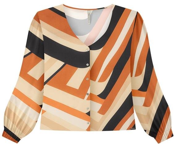 Imagem principal Camisa Manga Longa Bufante Plus Size Estampada Marrom Lunender Mais Mulher Lunender Mais Mulher