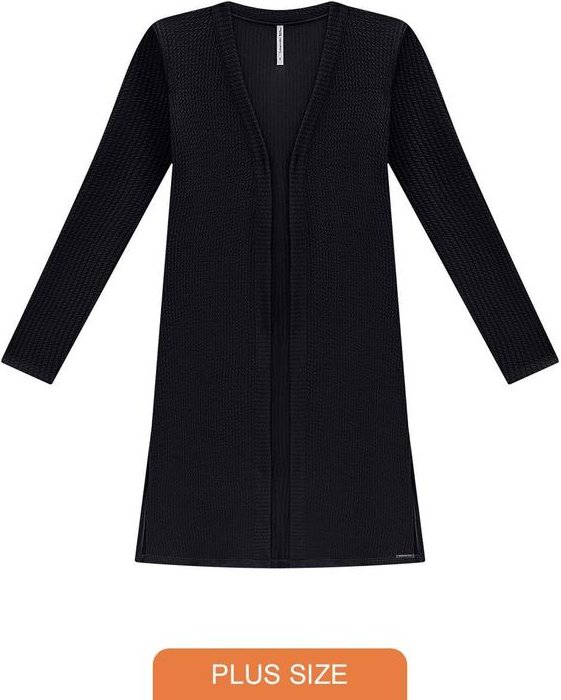Imagem principal Cardigan Alongado Plus Size em Malha Texturizada Preto Lunender Mais Mulher Lunender Mais Mulher
