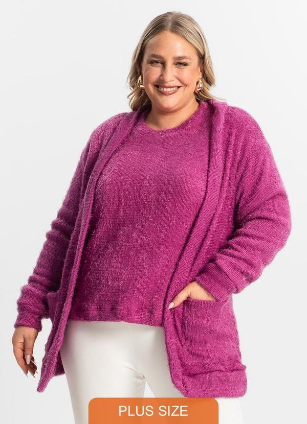 Imagem principal Cardigan Feminino Plus Size em Tricot Roxo Secret Glam Secret Glam