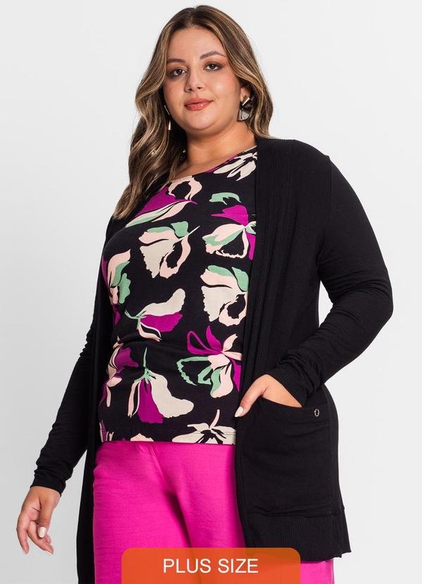Imagem principal Cardigan Feminino Plus Size Preto Secret Glam Secret Glam