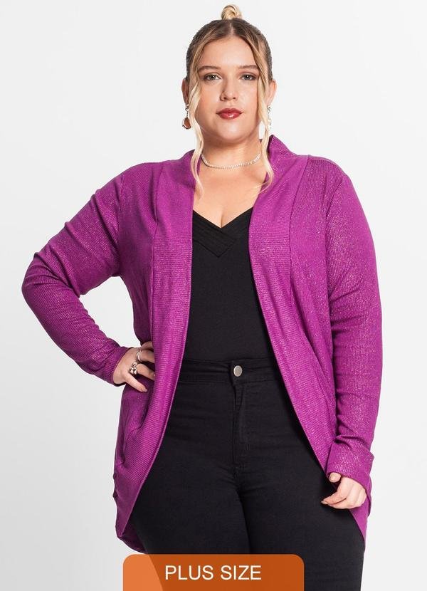 Imagem principal Cardigan Plus Size em Ribana Canelada Roxo Secret Glam Secret Glam