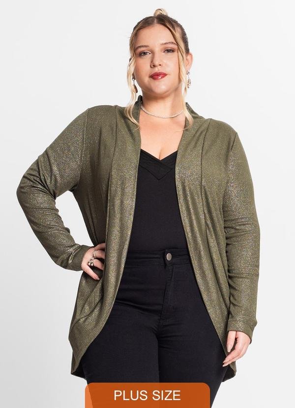 Imagem principal Cardigan Plus Size em Ribana Canelada Verde Secret Glam Secret Glam