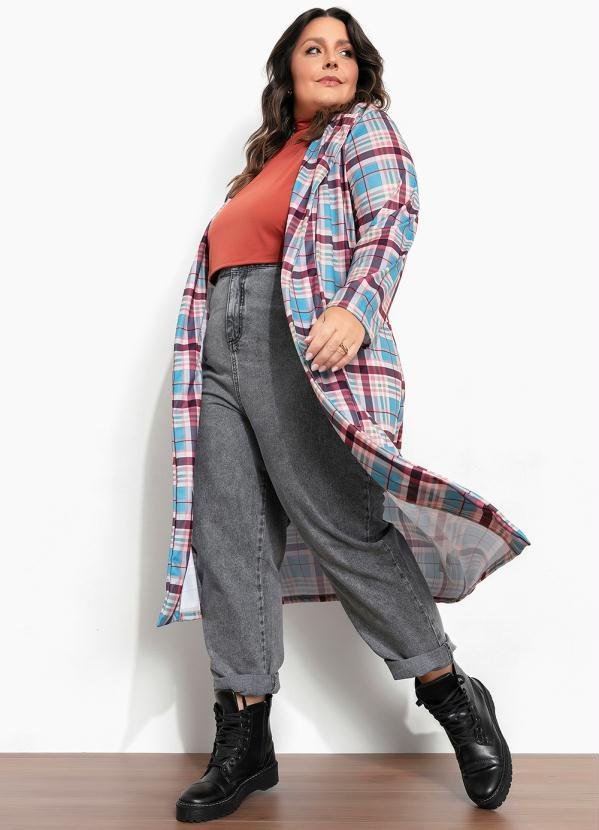 Imagem principal Cardigan Xadrez Marrom Faixa Grátis Plus Size Marguerite Marguerite