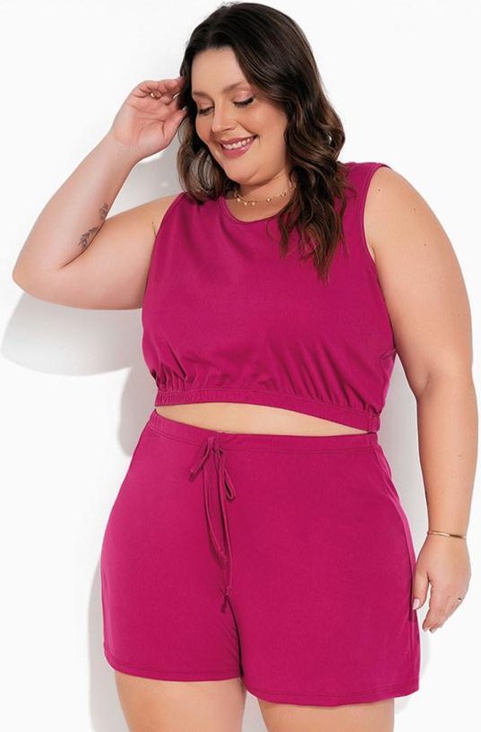 Imagem principal Conjunto Pink Cropped e Short Plus Size Marguerite Marguerite