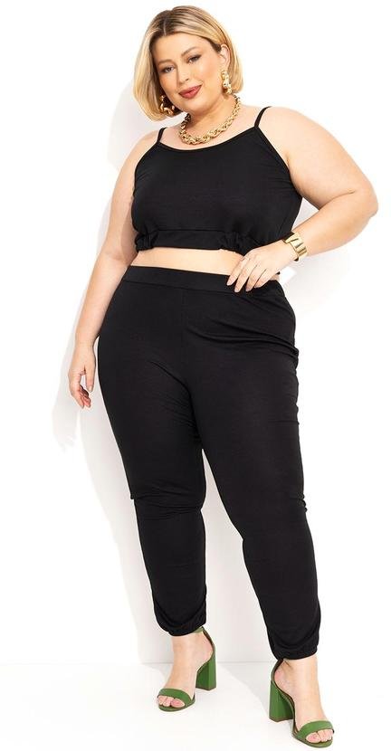 Imagem principal Conjunto Preto com Cropped e Calça Plus Size Marguerite Marguerite