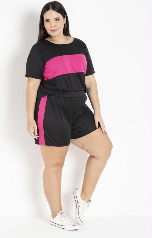 Imagem principal Conjunto Preto e Pink com Recortes Plus Size Marguerite Marguerite