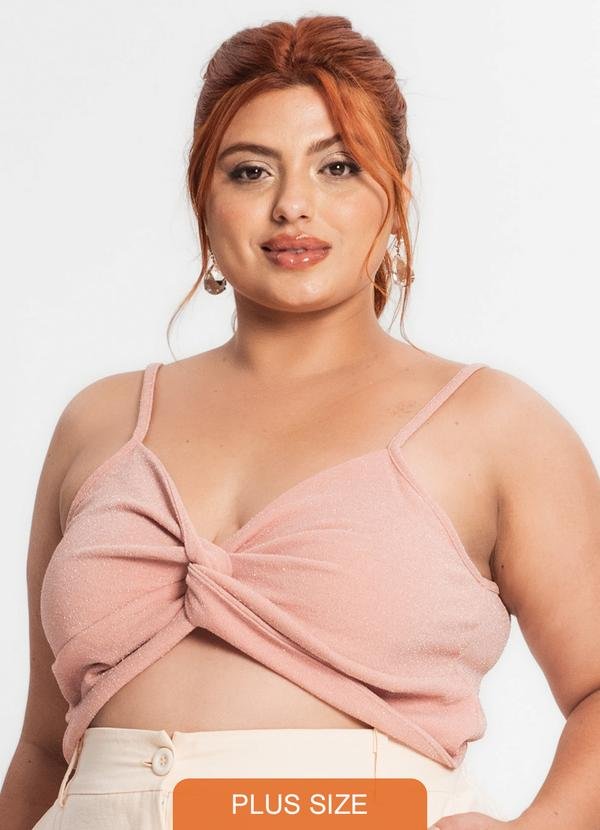 Blusa Cropped Feminina Plus Size Rosa
