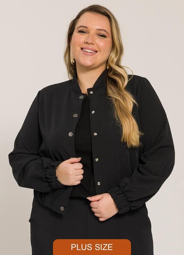 Jaqueta Bomber com Botões Preta