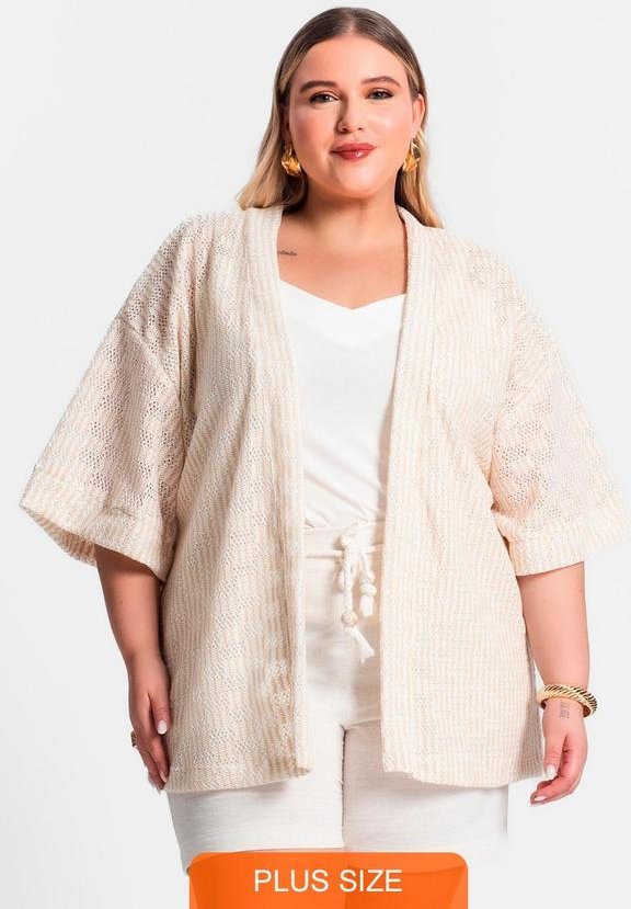 Imagem principal Kimono Plus Size em Tricot Bege Secret Glam Secret Glam