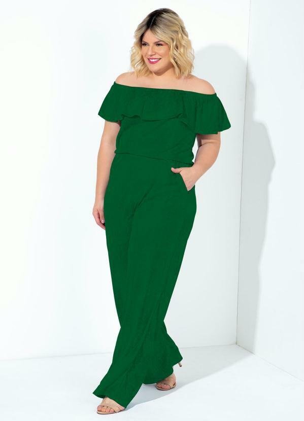 Imagem principal Macacão Verde Bandeira com Babado Plus Size Marguerite Marguerite