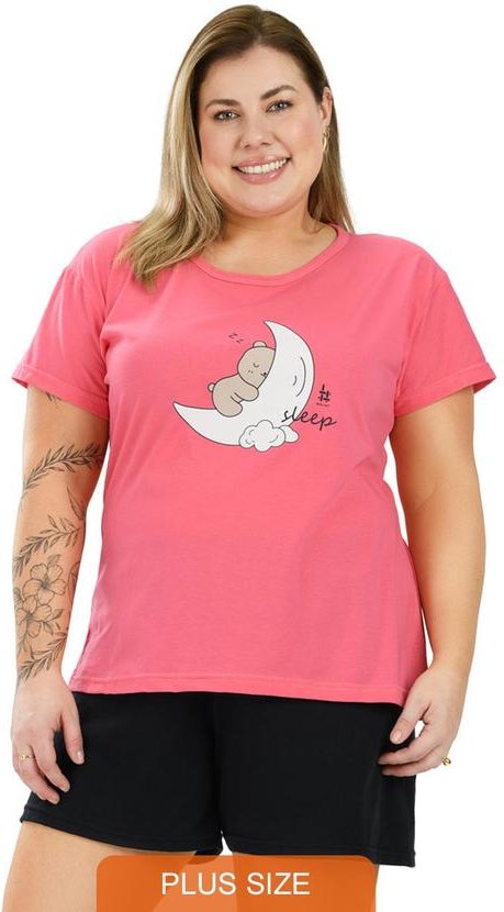 Pijama Curve de Algodão Sleep Rosê Rosa