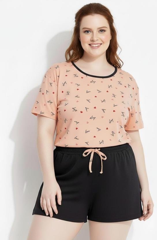 Pijama Love em Malha Suede Macia