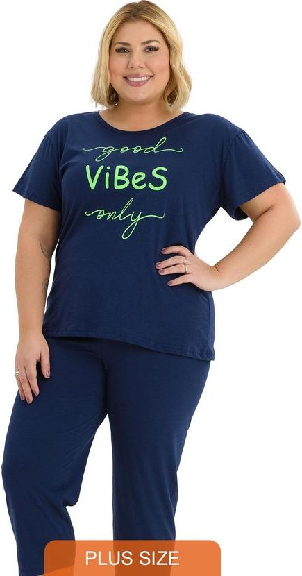 Pijama Pescador Plus Size Good VibesAzul