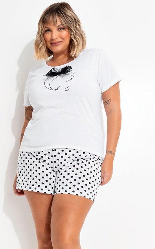 Imagem principal Pijama Poá Branco em Poliviscose Marguerite Marguerite