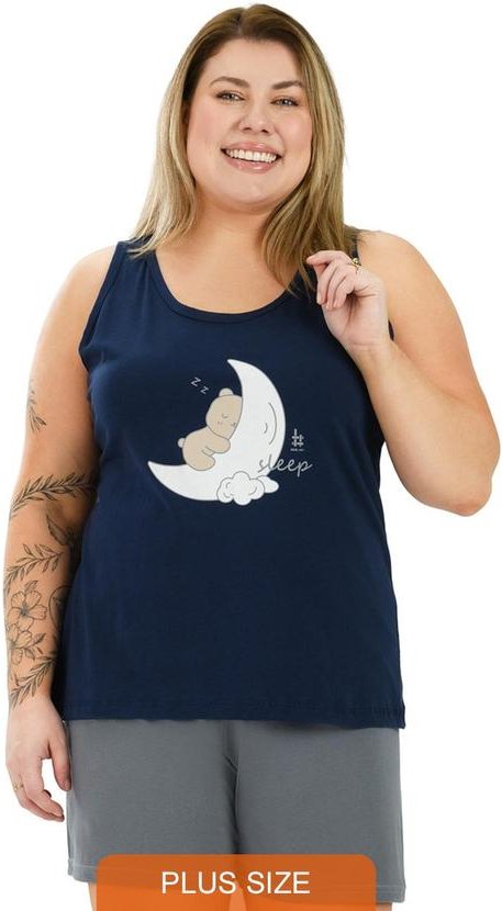 Pijama Regata Curve de Algodão Sleep Azul