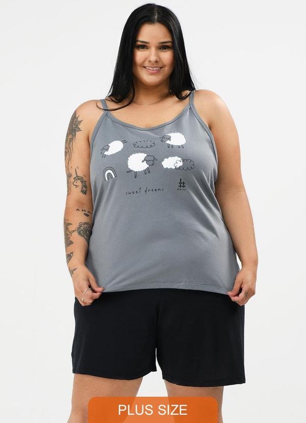 Imagem principal Pijama Verão Alcinha Plus Size Ovelhinhas Cinza Be Blast Be Blast