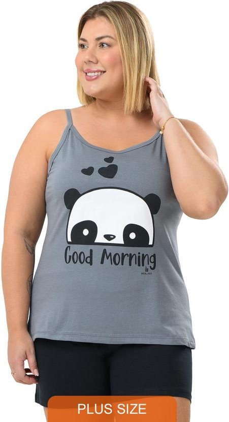 Imagem principal Pijama Verão Alcinha Plus Size Panda Cinza Be Blast Be Blast