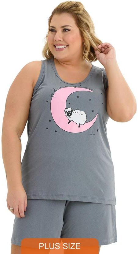 Pijama Verão Plus Size de Algodão My DreamsCinza