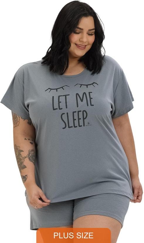 Pijama Verão Plus Size Let Me SleepCinza