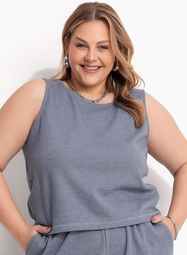 Imagem principal Blusa Azul em Moletinho Rajado Marguerite Marguerite