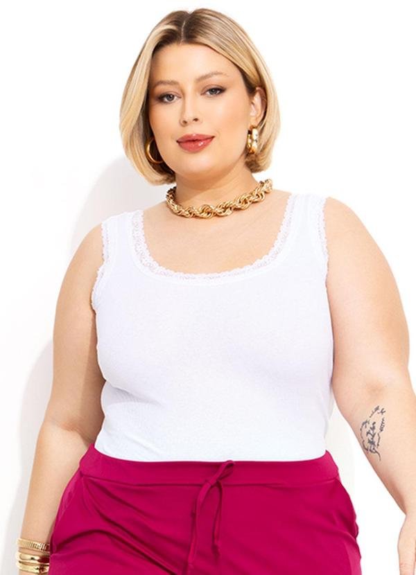 Imagem principal Regata Branca Detalhe Renda Plus Size Marguerite Marguerite