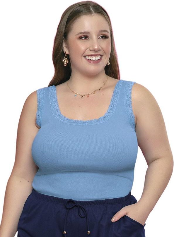 Imagem principal Regata Canelada Azul Plus Size Marguerite Marguerite