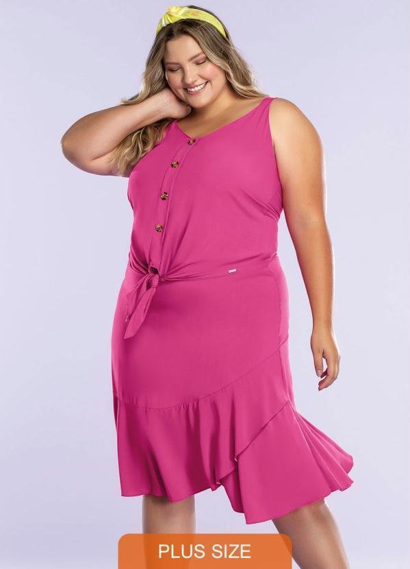 Regata com Botões e Amarração Rosa