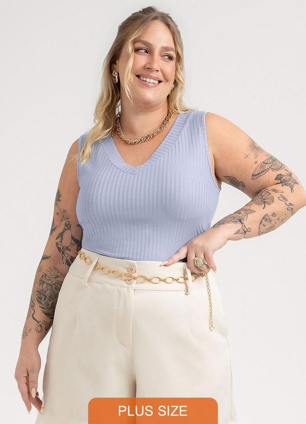 Imagem principal Regata Plus Size em Canelado Azul Habana Habana