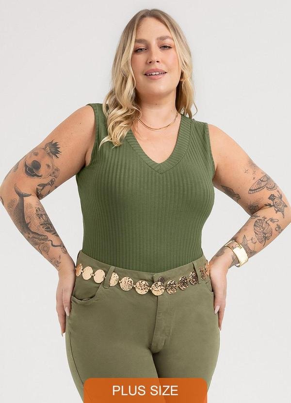 Imagem principal Regata Plus Size em Canelado Verde Habana Habana