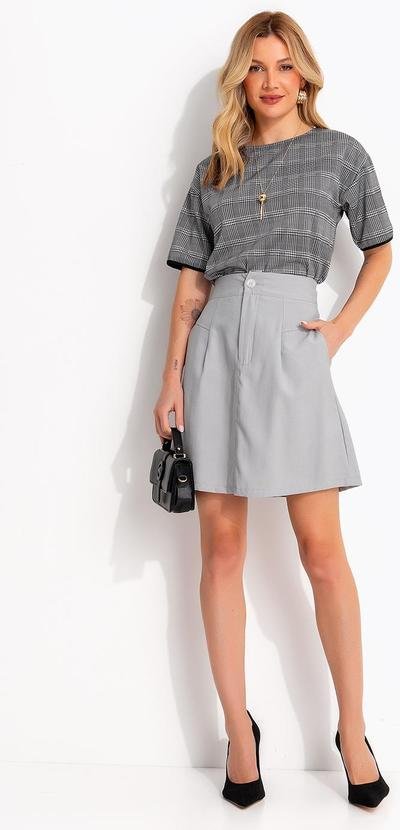 Imagem principal Saia Cinza Claro em Viscose com Poliéster Quintess Quintess