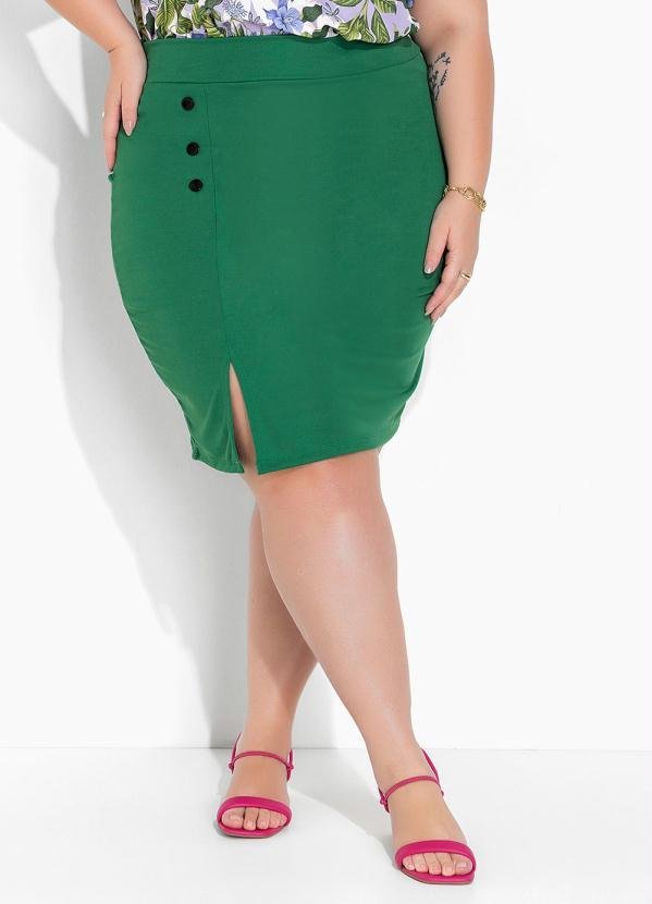 Imagem principal Saia Verde Bandeira com Fenda Plus Size Marguerite Marguerite
