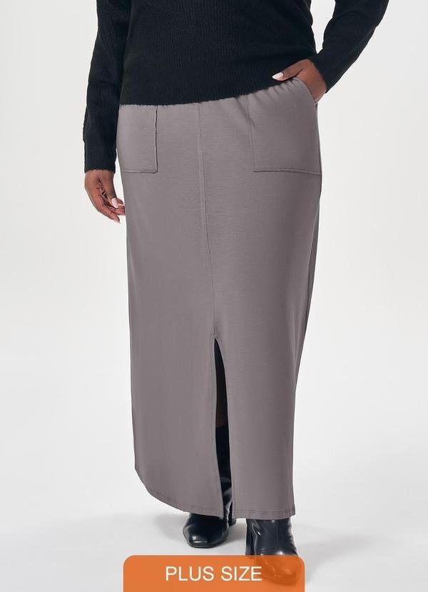 Saia Longa com Fenda Frontal Cinza