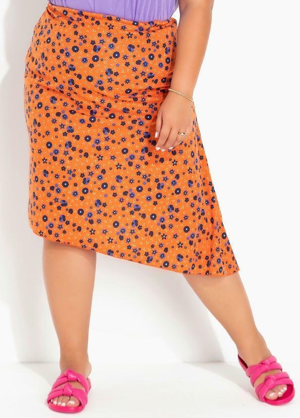 Imagem principal Saia Floral Laranja Assimétrica Plus Size Marguerite Marguerite