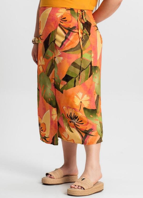 Saia Midi Plus Size Laranja