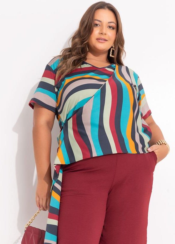 Imagem principal Blusa Listrado Irregular em Malha com Elastano Marguerite Marguerite