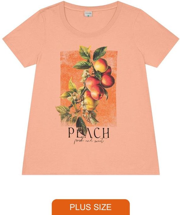 Camiseta Feminina Peach Plus Pêssego