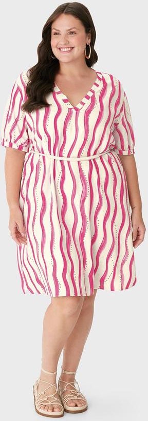 Imagem principal Vestido Amplo Listrado em Viscolinho PlusRosa Malwee Malwee