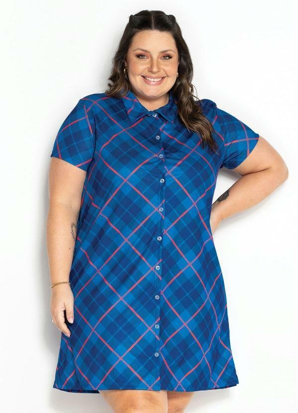 Imagem principal Vestido Chemise Xadrez Azul Plus Size Marguerite Marguerite