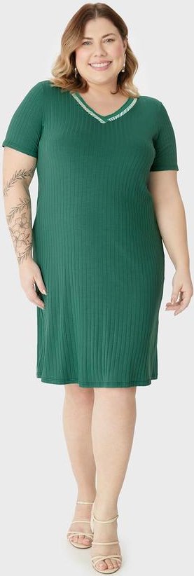 Imagem principal Vestido Curto Canelado PlusVerde Malwee Malwee