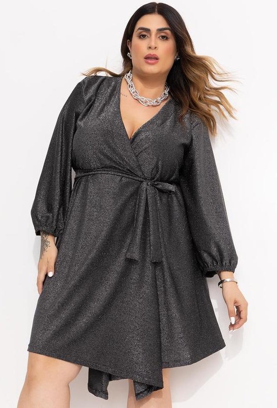 Imagem principal Vestido Kimono Preto em Malha com Lurex Marguerite Marguerite