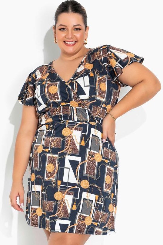 Imagem principal Vestido Lenço Marinho Transpasse Plus Size Marguerite Marguerite
