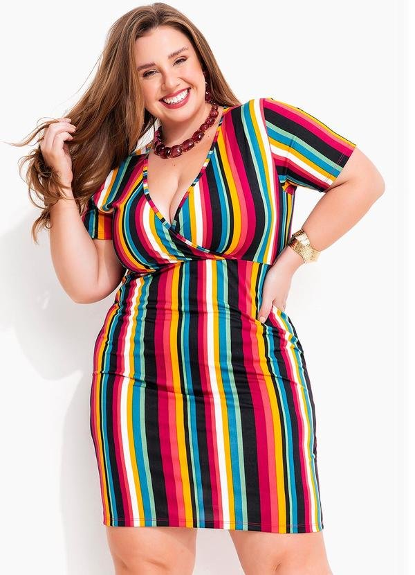 Imagem principal Vestido Listrado Colorido em Malha Fria Marguerite Marguerite