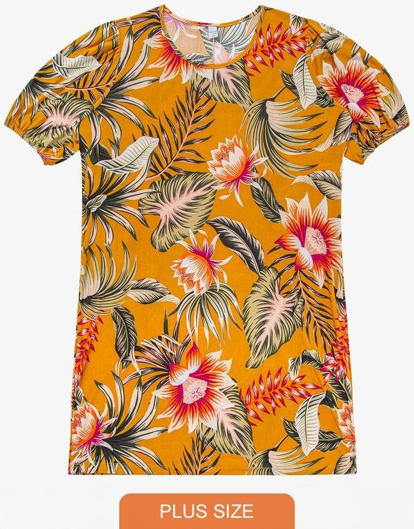 Imagem principal Vestido Malha Fria Plus Amarelo INFINITA COR INFINITA COR