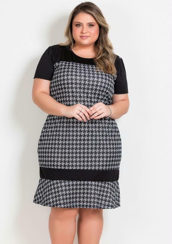 Imagem principal Vestido Pied Poule Plus Size com Babado Marguerite Marguerite