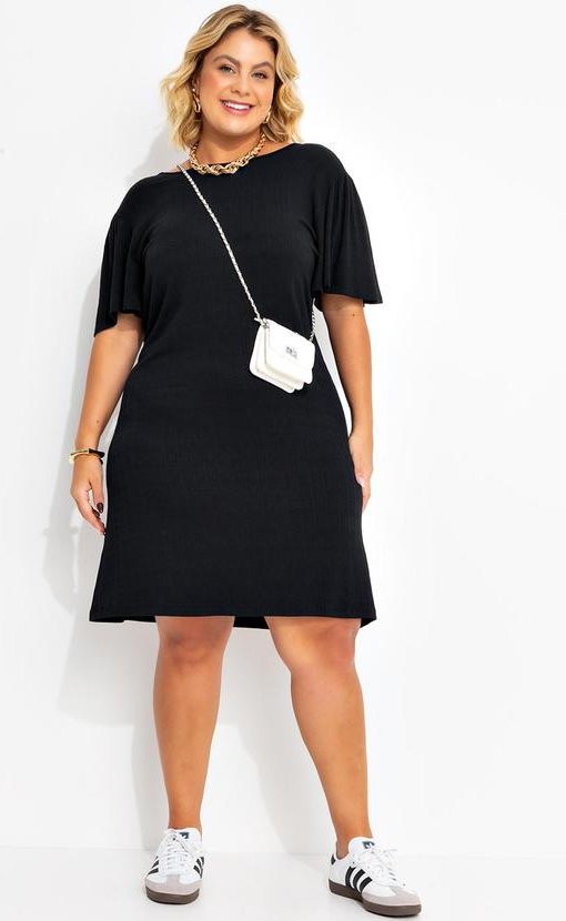 Imagem principal Vestido Preto em Malha Texturizada de Viscose Marguerite Marguerite