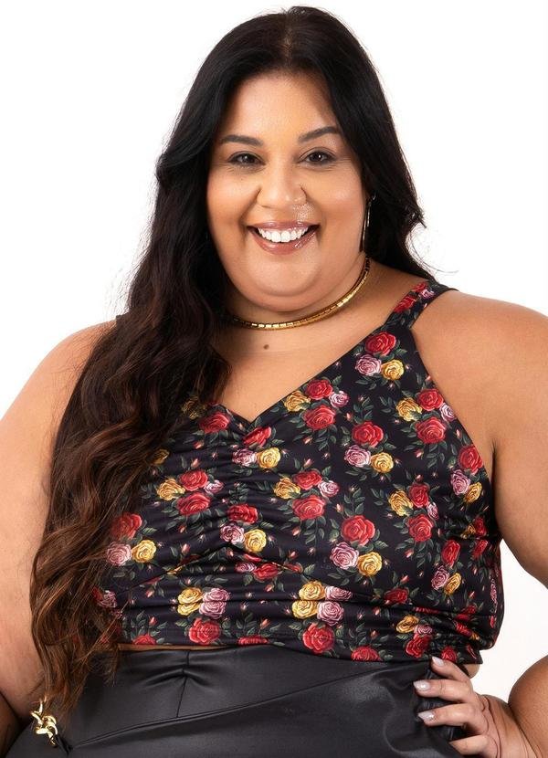 Imagem principal Blusa Rosas Preto em Jersey Acetinado Marguerite Marguerite