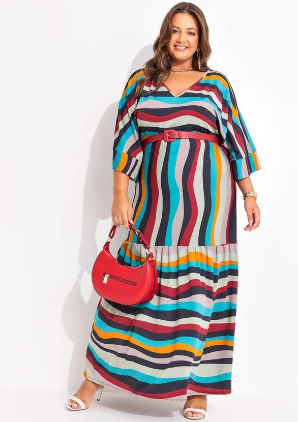 Imagem principal Vestido Listrado Colorido em Malha Marguerite Marguerite